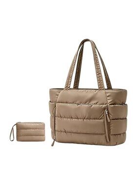 Quilted Nylon Work Tote Bag with 15.6 inch Laptop Compartment and Trolley Sleeve